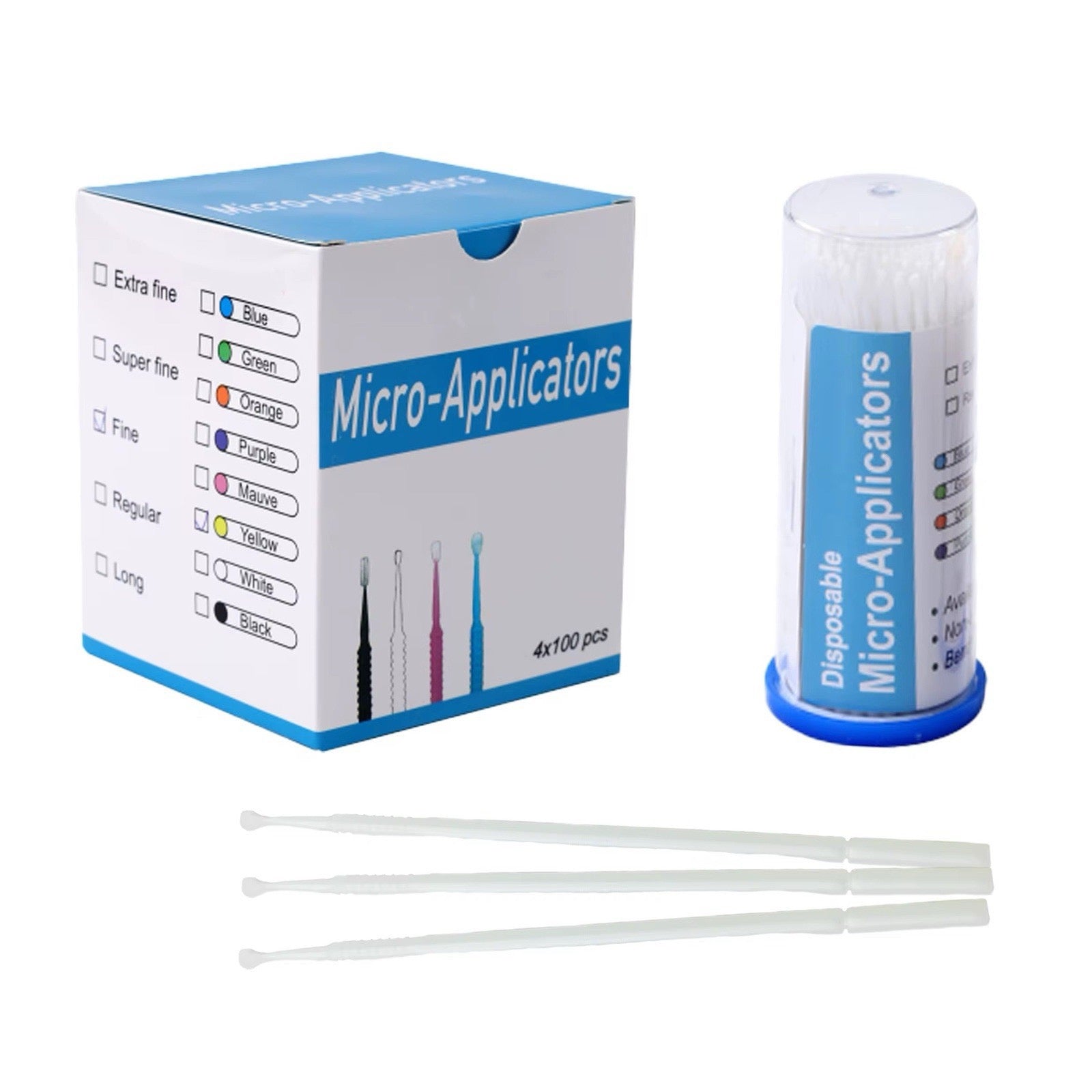 Disposable Micro Applicator Brush, Blue Super Fine 1.5mm, 400/Bx