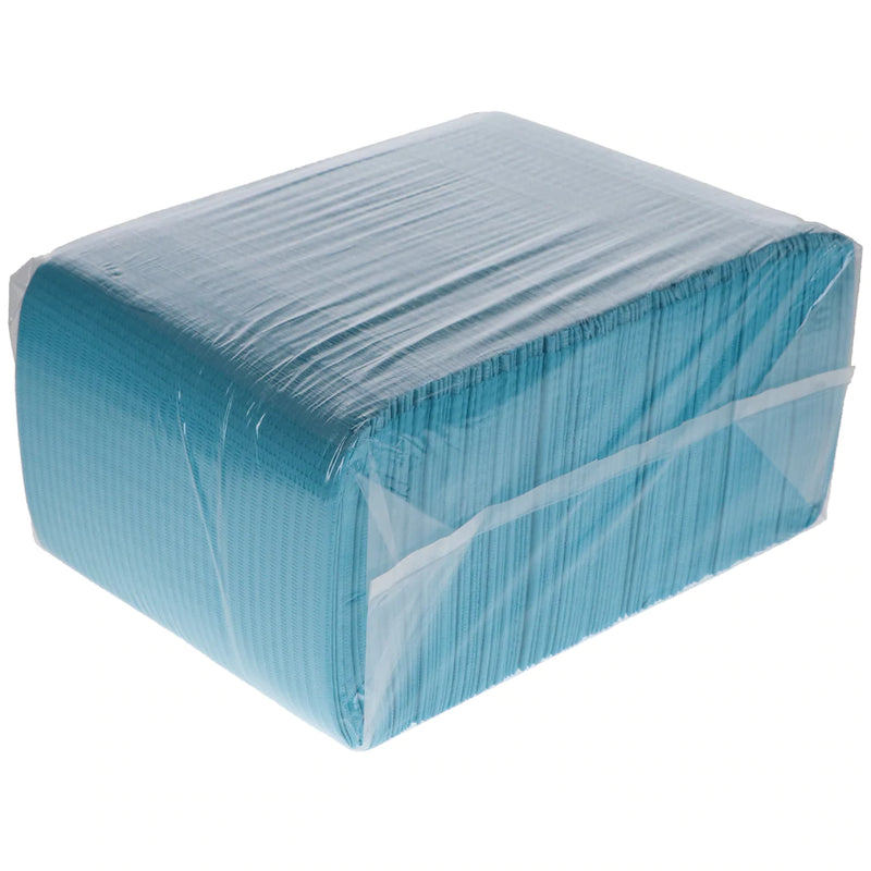 Dental Bibs 13" x 19" (Pack of 500) - Waffle Embossed - 2-Ply Tissue - Poly Back Bibs