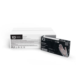 AMMEX X3 Stretch Hybrid Poly, Latex Free, Industrial Disposable Gloves, Small, Clear, 2000/Case