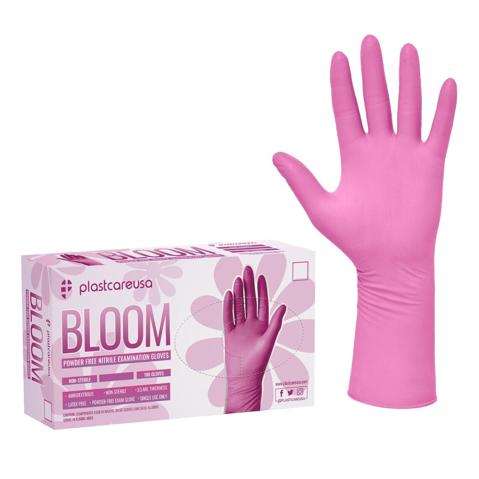 Bloom Pink Nitrile Exam Gloves, 1000ct/case